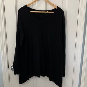 Soft Surroundings Black V-Neck sweater longsleeve Women's Top cotton wool medium